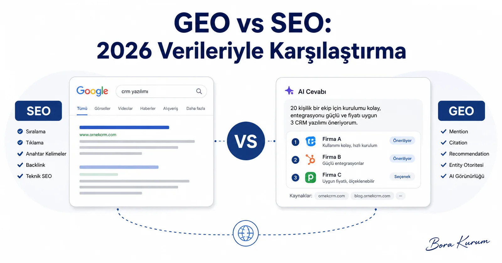 GEO vs SEO: 2026 Verileriyle Karşılaştırma – Bora Kurum